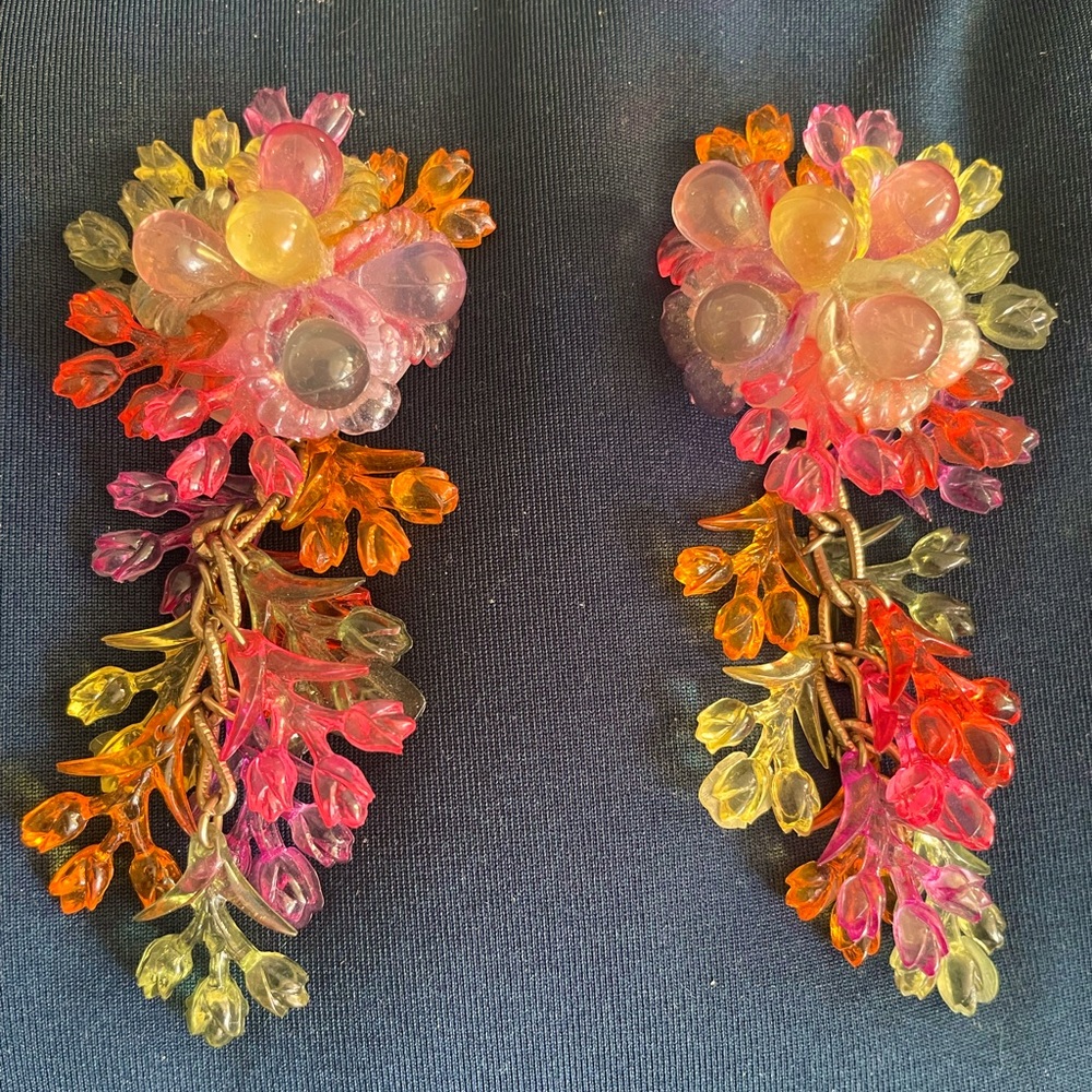 Colorful Handmade Clip on Earrings, Purchased in Jamaica